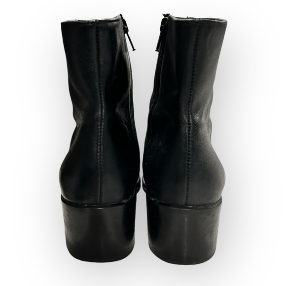 Classic Black Leather Heeled Zipper Ankle Boot - Picture 10 of 16